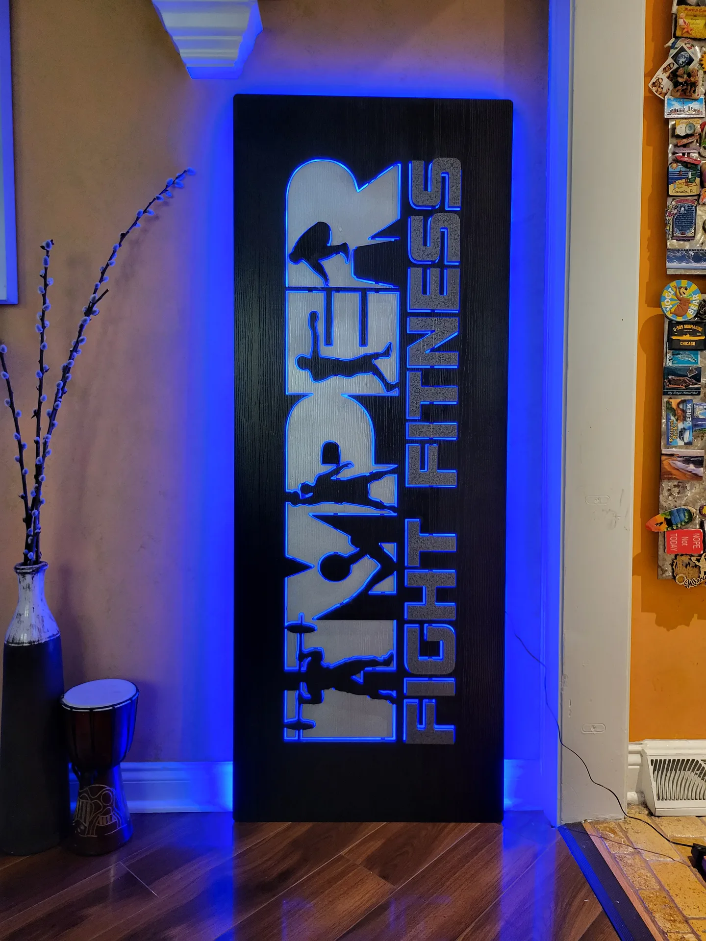 LED sign Hyper Fight Fitness blue