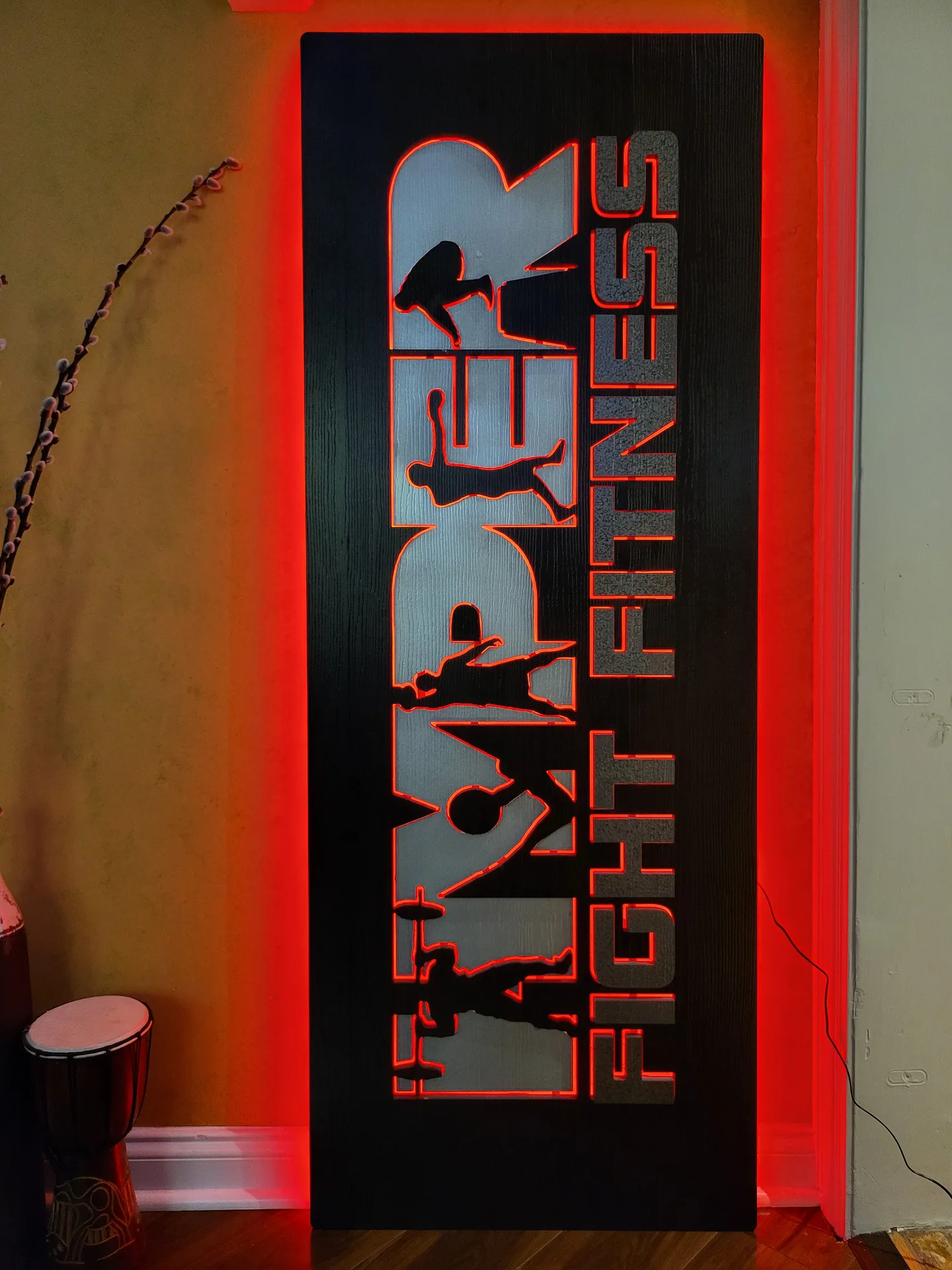 LED sign Hyper Fight Fitness red
