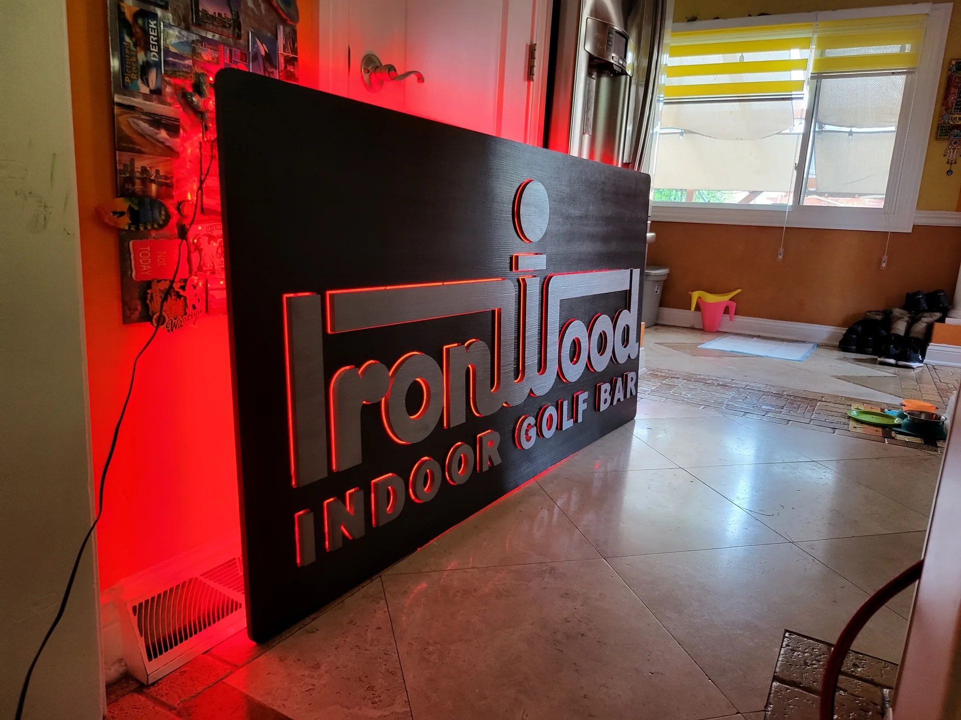 LED sign IronWood Indoor Golf Bar red