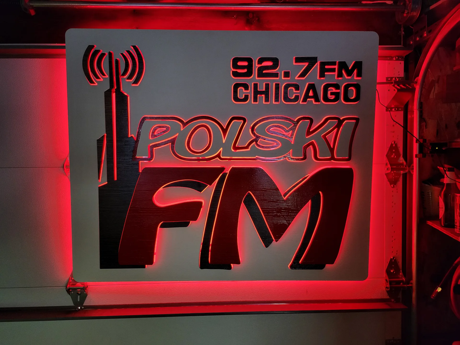 LED sign Polski FM 92.7 Chicago red