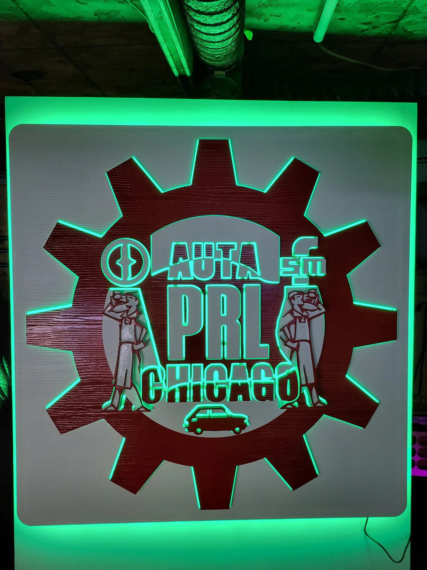 LED sign Auta PRL Chicago green