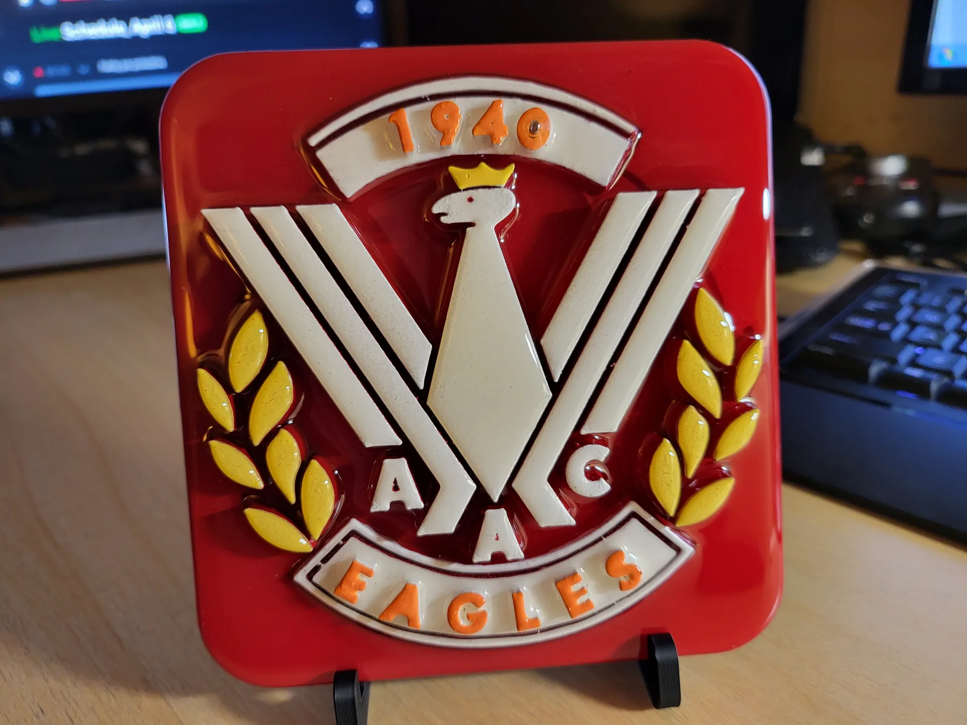 3D emblem AAC Eagles club gloss red