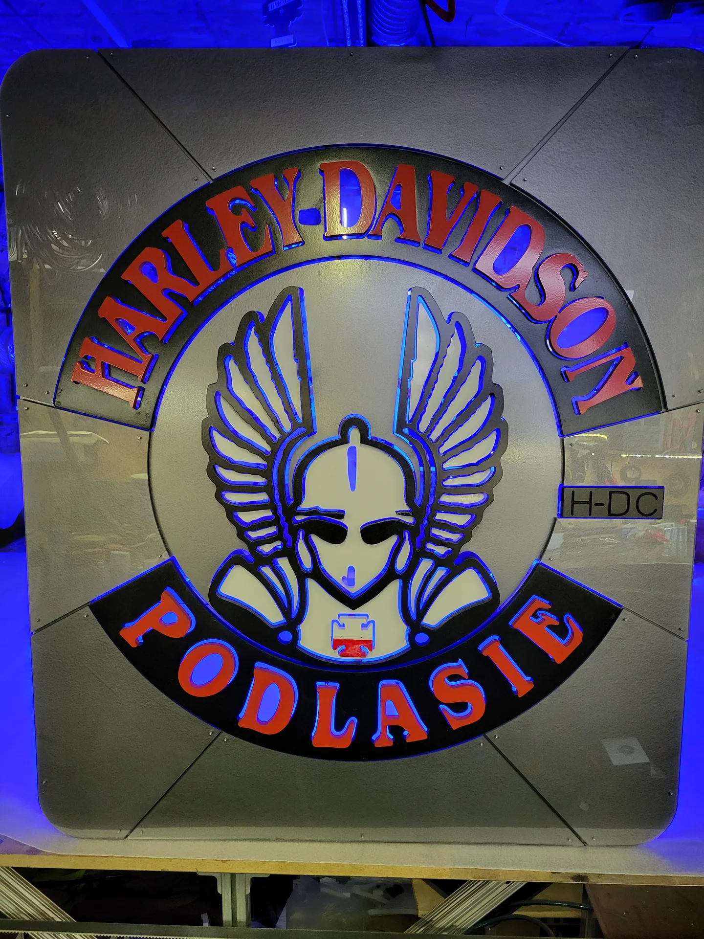 Backlit sign Harley-Davidson Podlasie blue