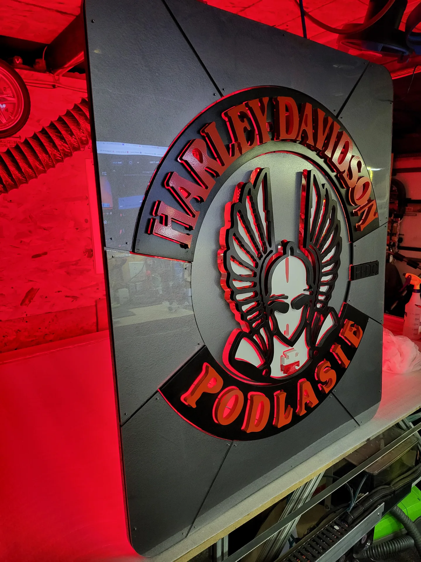 Backlit sign Harley-Davidson Podlasie red