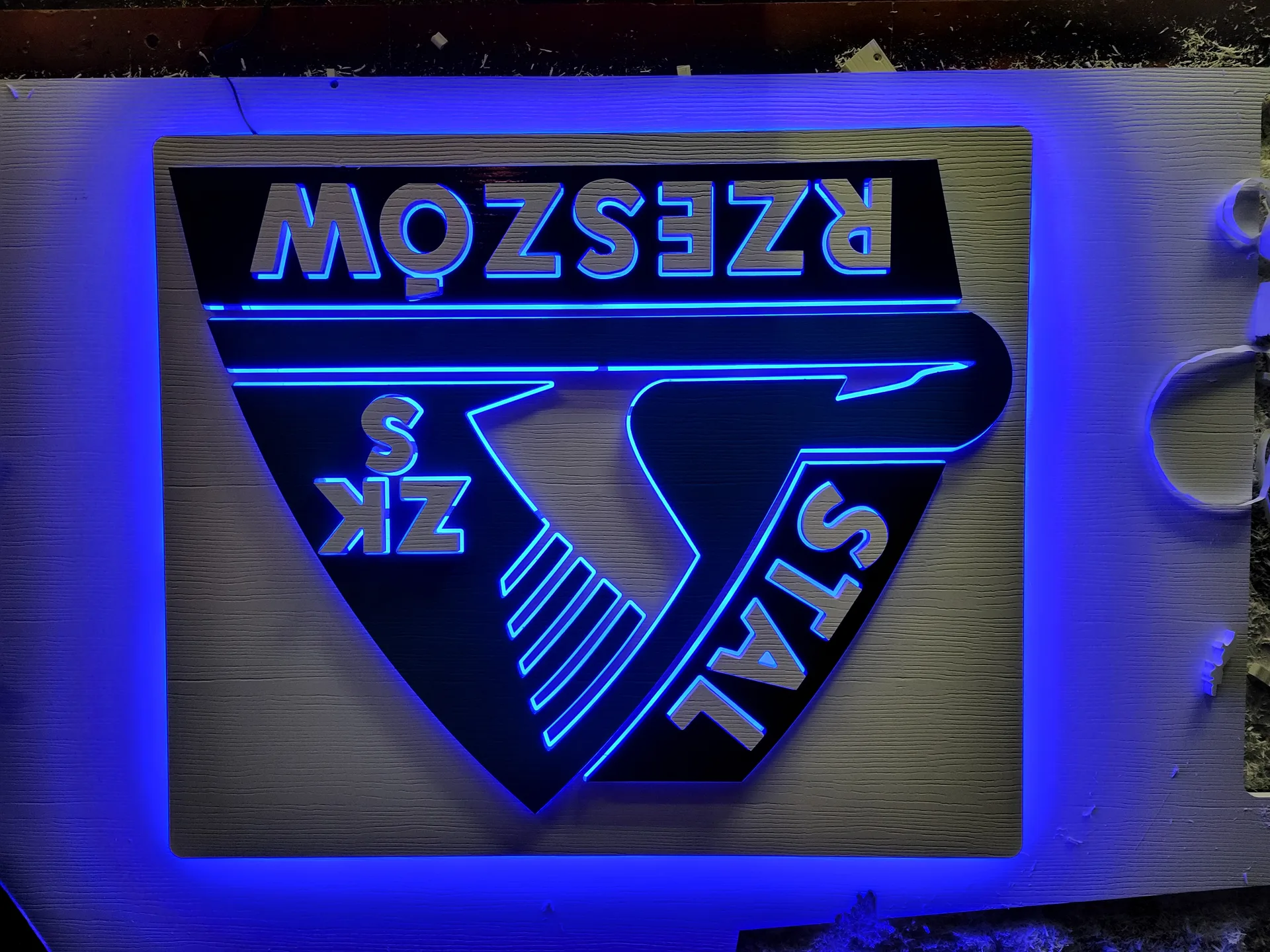 Backlit sign Stal Rzeszow blue
