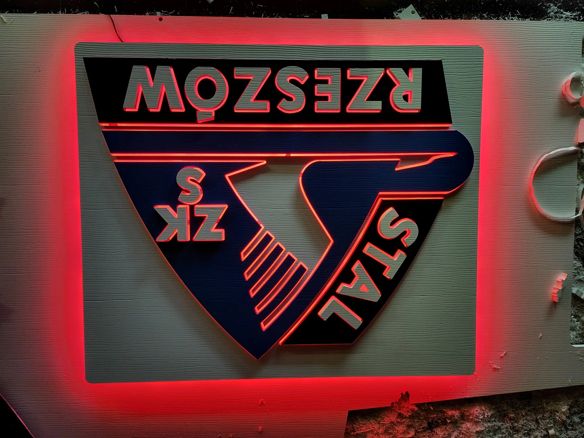 Backlit sign Stal Rzeszow red