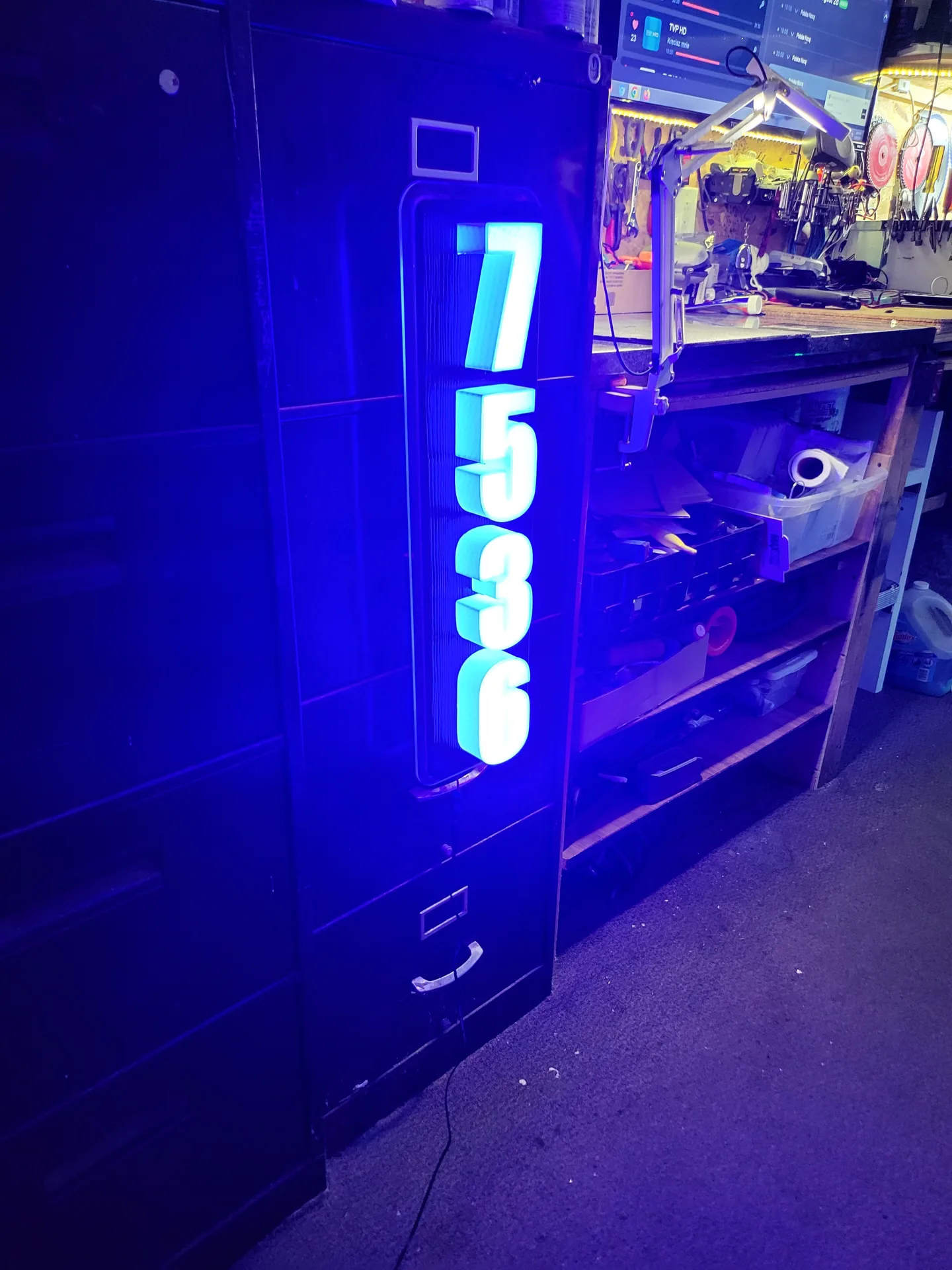 Illuminated house numbers blue backlit