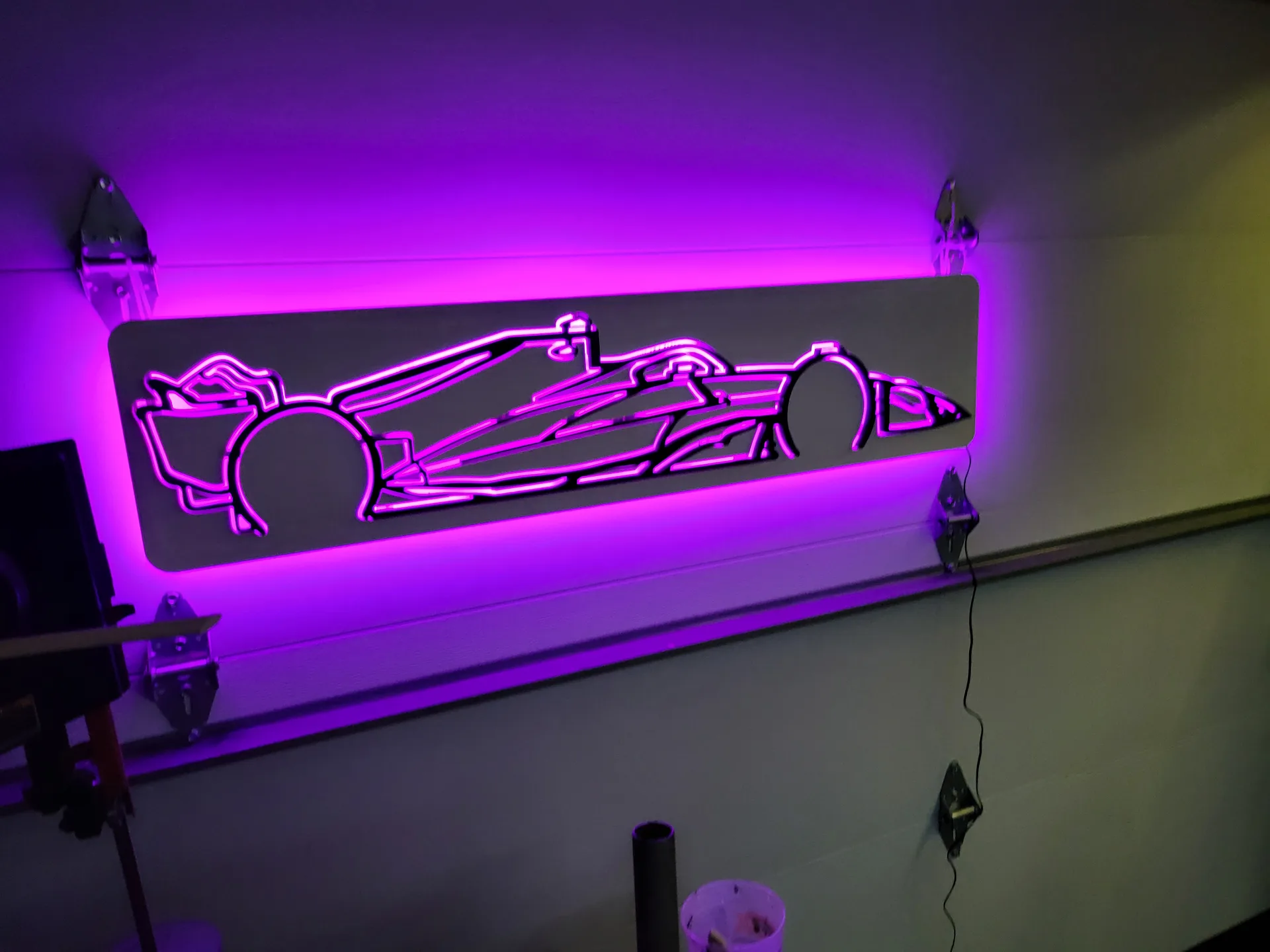 LED neon sign Formula 1 race car purple