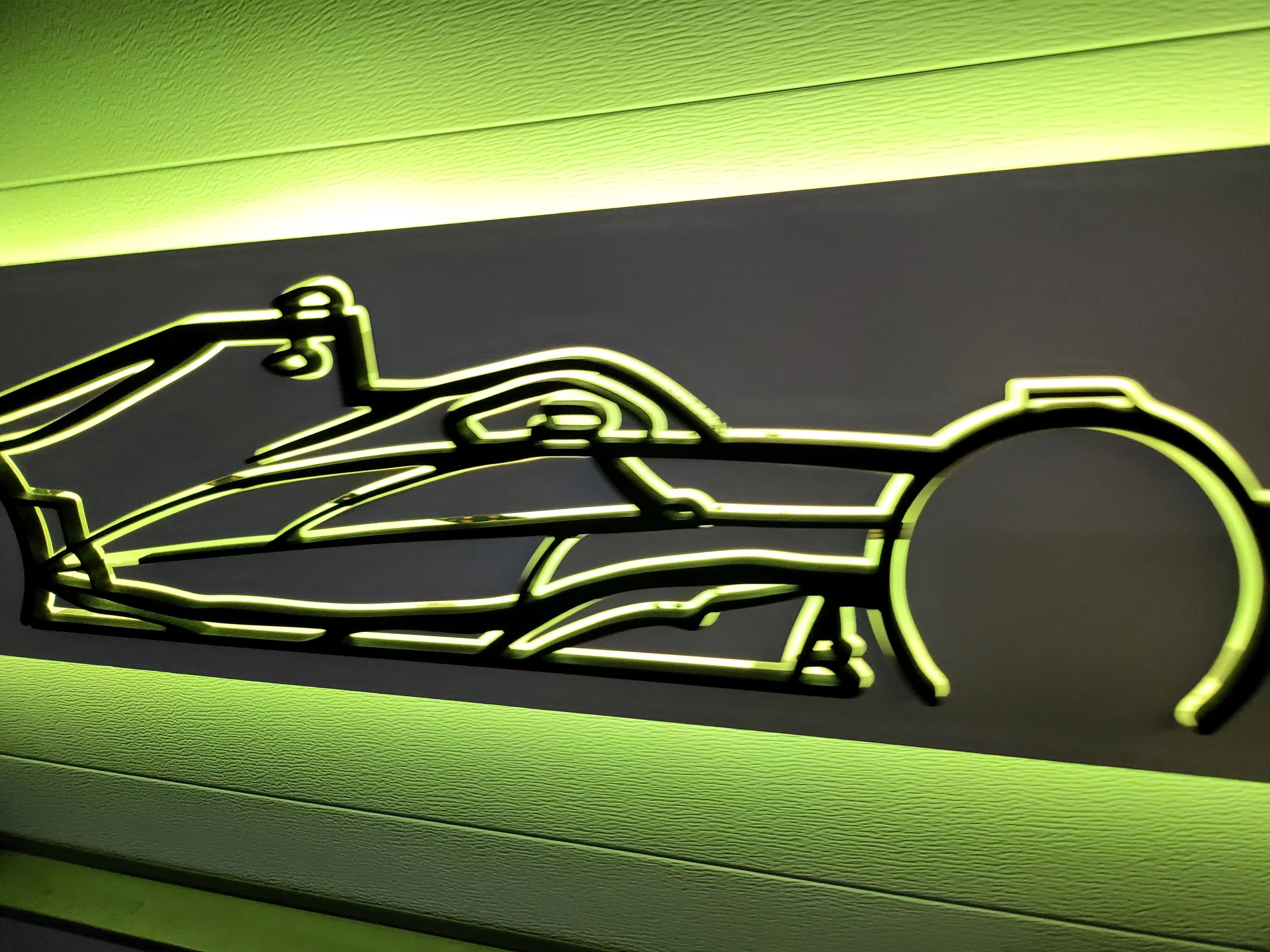 LED neon sign Formula 1 race car yellow