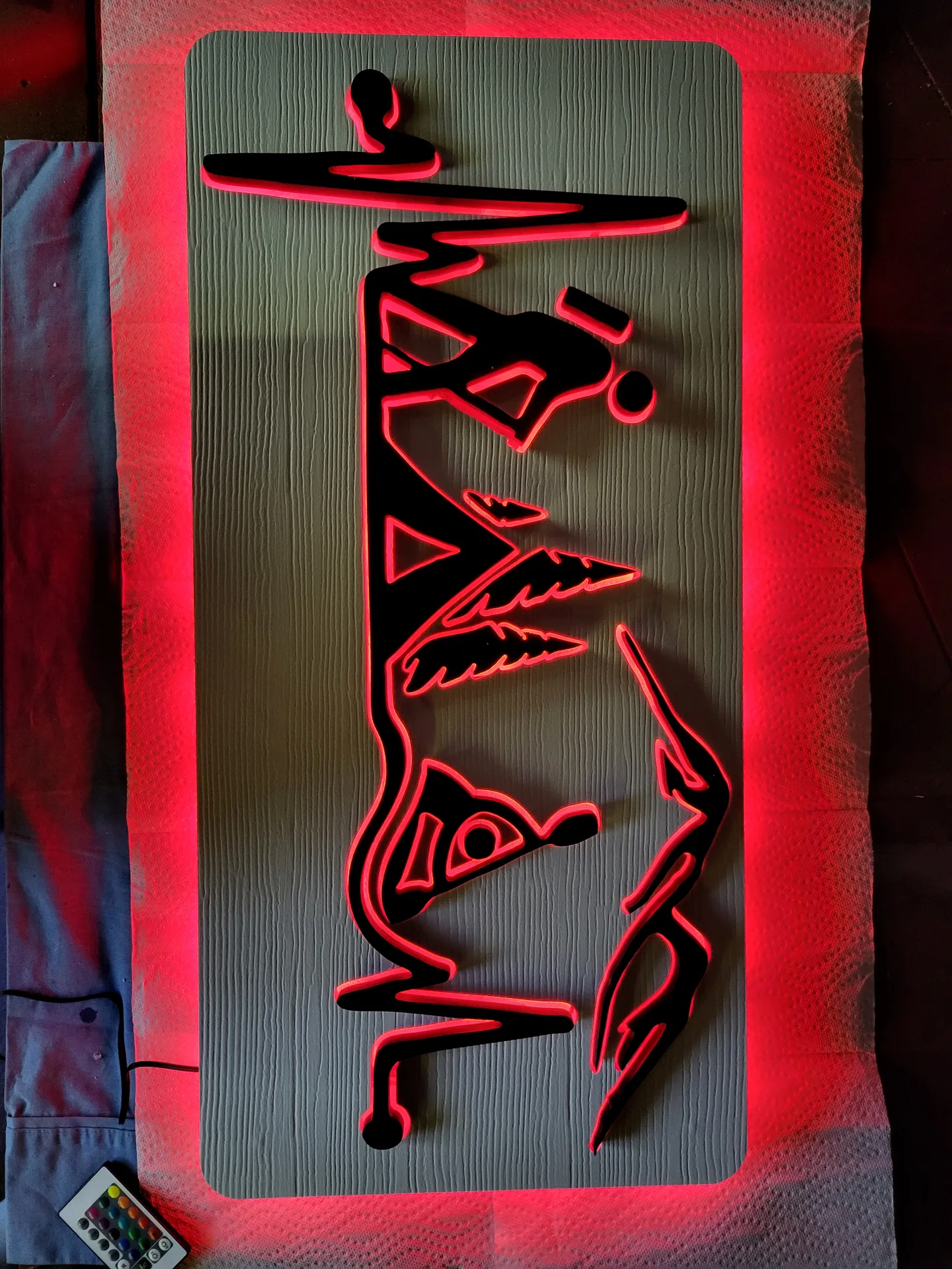 LED wall art mountain hiking red