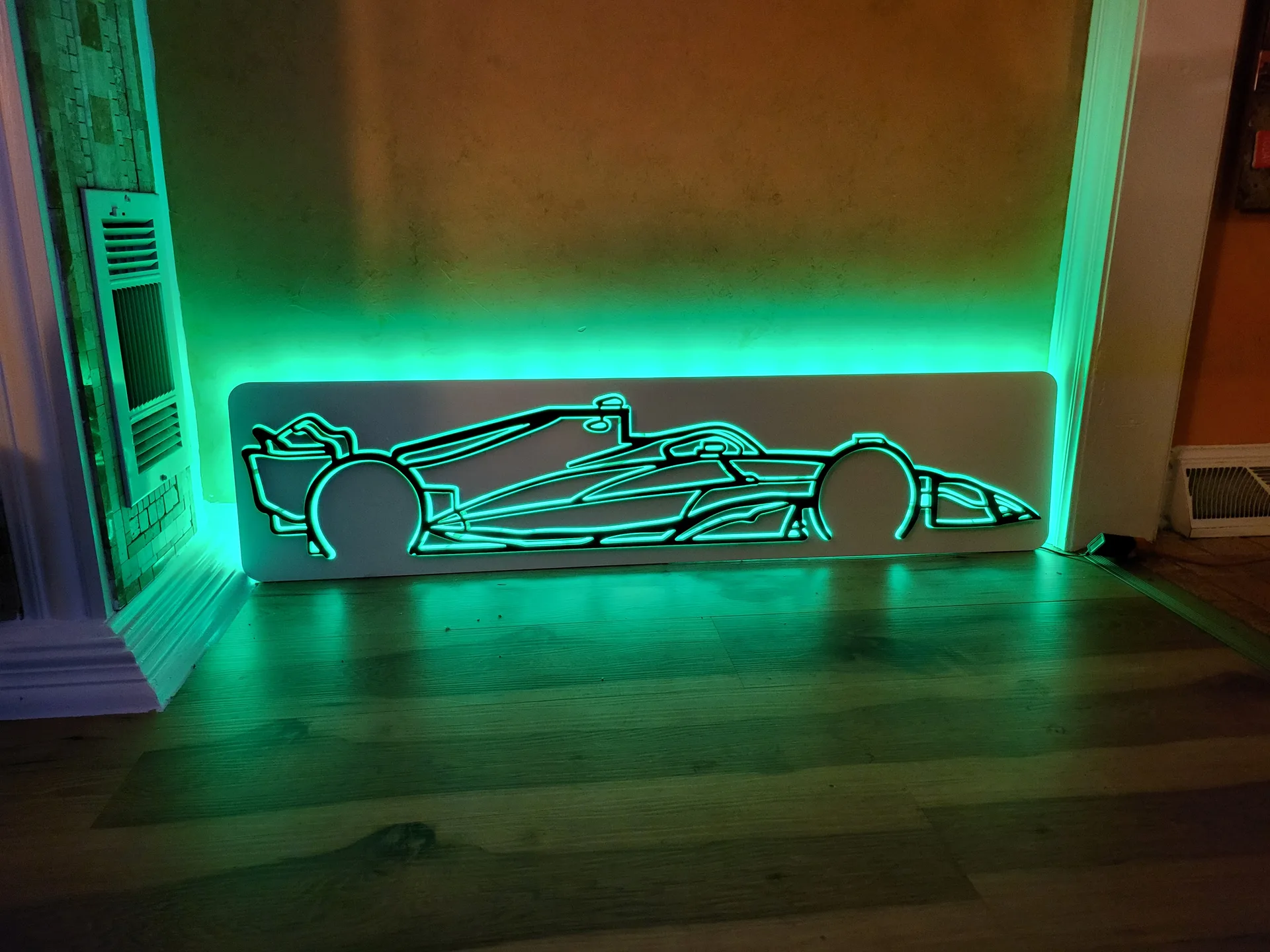 LED wall art race car green